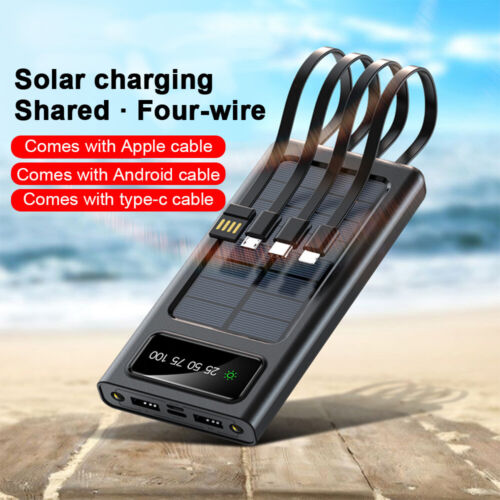 Solar Power Bank 900000Mah Tragbar Externer Batterie Ladegerat Fur Alle Handy DE