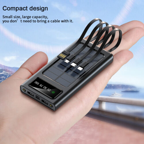 Solar Power Bank 900000Mah Tragbar Externer Batterie Ladegerat Fur Alle Handy DE