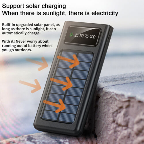 Solar Power Bank 900000Mah Tragbar Externer Batterie Ladegerat Fur Alle Handy DE