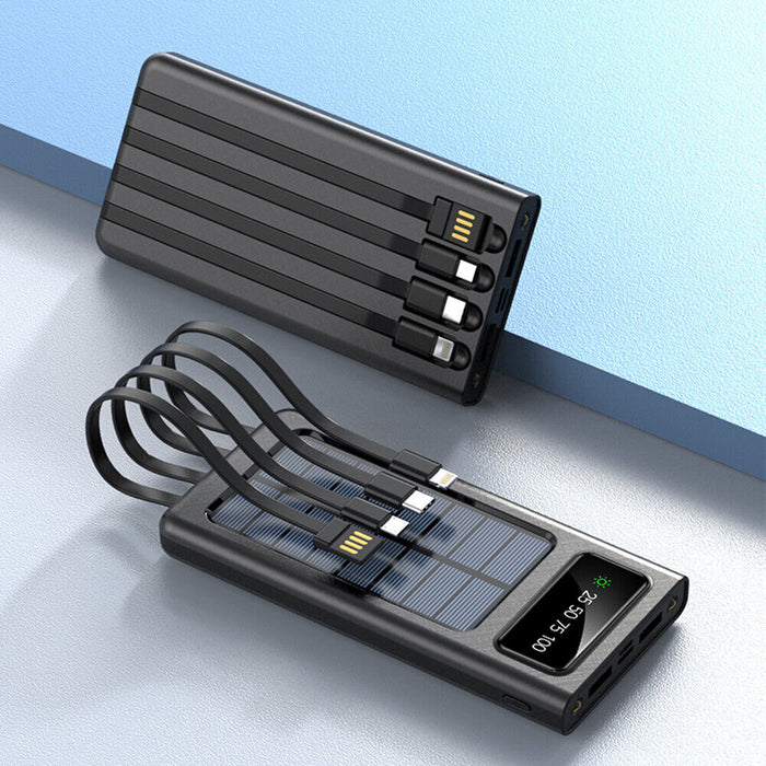 Solar Power Bank 900000Mah Tragbar Externer Batterie Ladegerat Fur Alle Handy DE